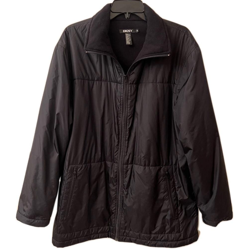 DKNY Women's Black Open Front Puff Jacket Sz Medium Vintage